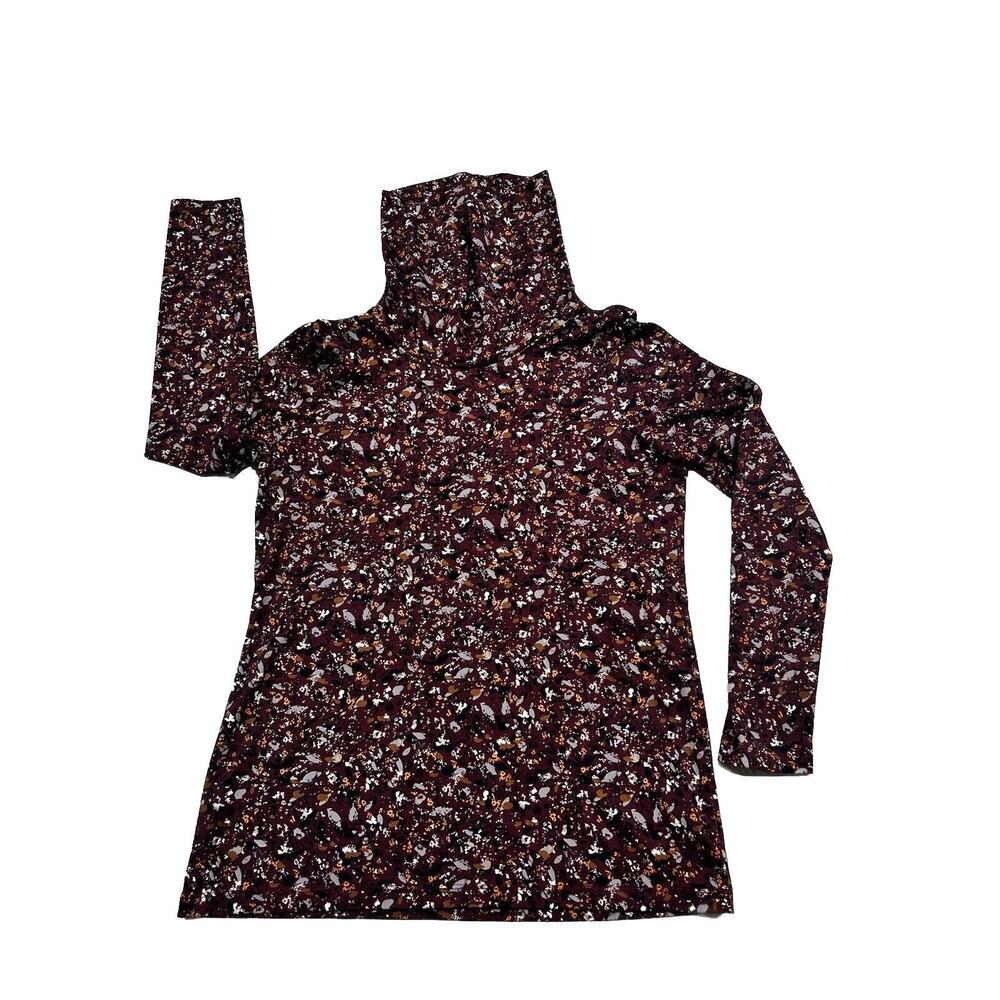 Women’s Medium LL Bean Supima Cotton Long Sleeve Shirt Cowl Neck Purple Fall